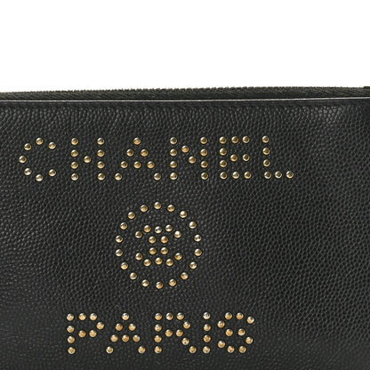 Chanel Caviar Studded Deauville Cosmetic Pouch Black 8 of 8