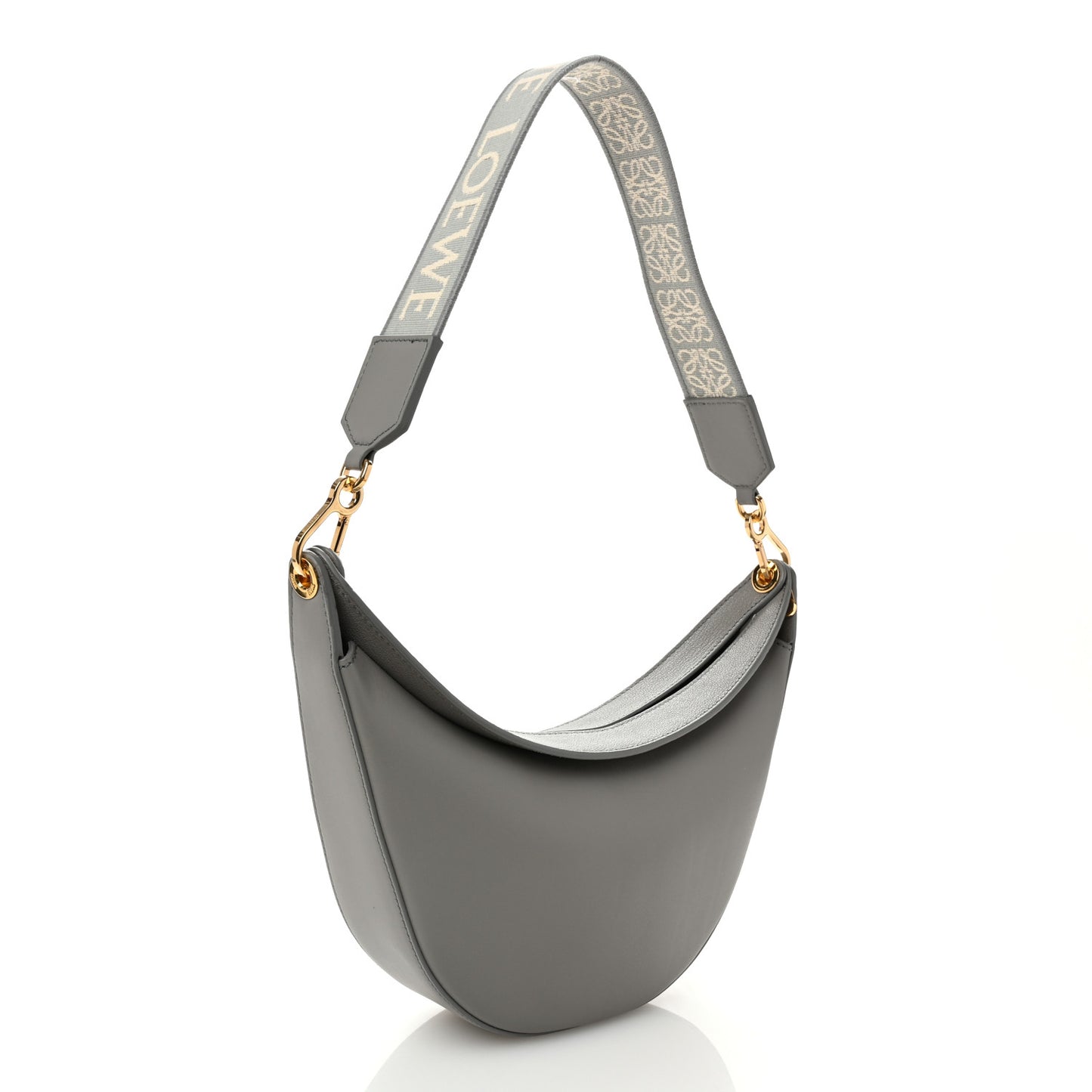 Satin Calfskin Jacquard Small Luna Bag Pearl Grey
