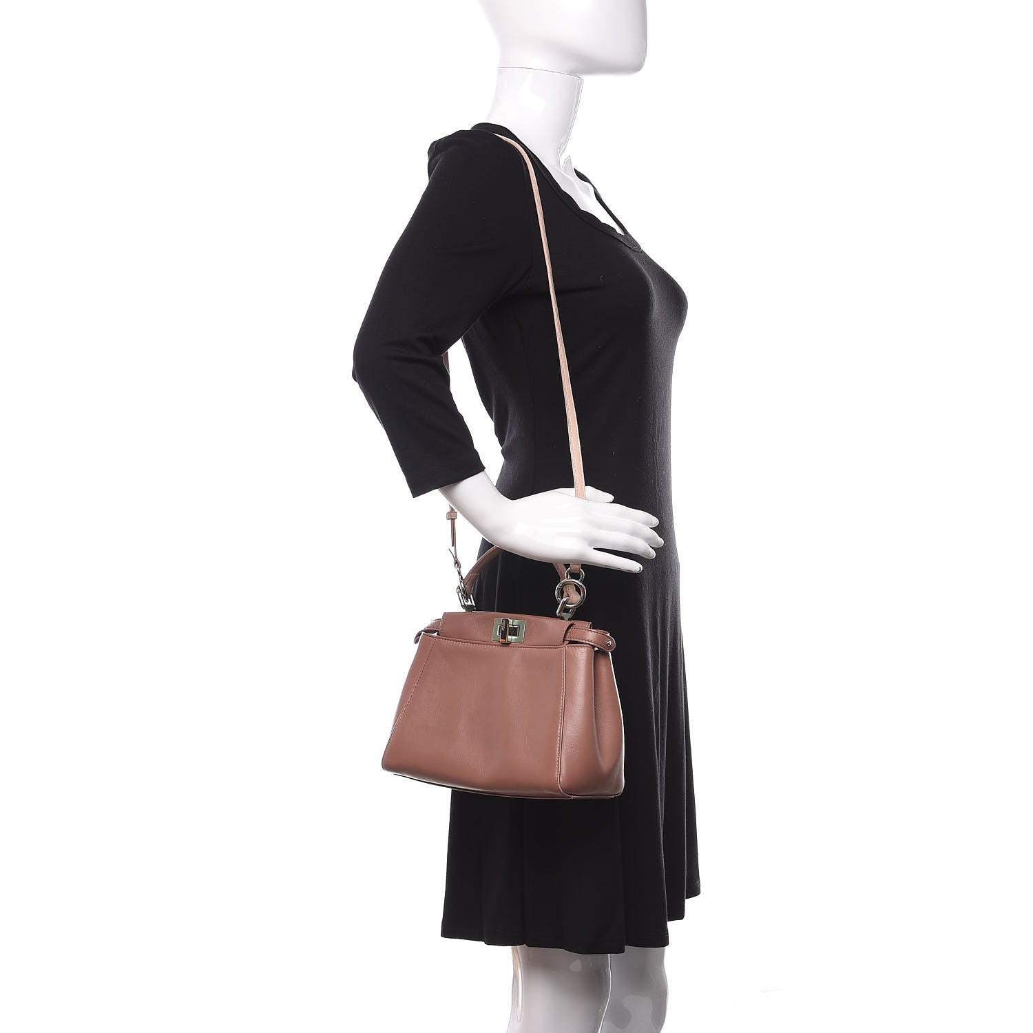 Fendi Nappa Colorblock Mini Peekaboo Iconic Satchel English Rose Plaster Oxigen 2 of 12