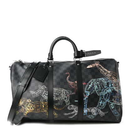 Louis Vuitton Damier Graphite Stamps Keepall Bandouliere 50 2 of 16