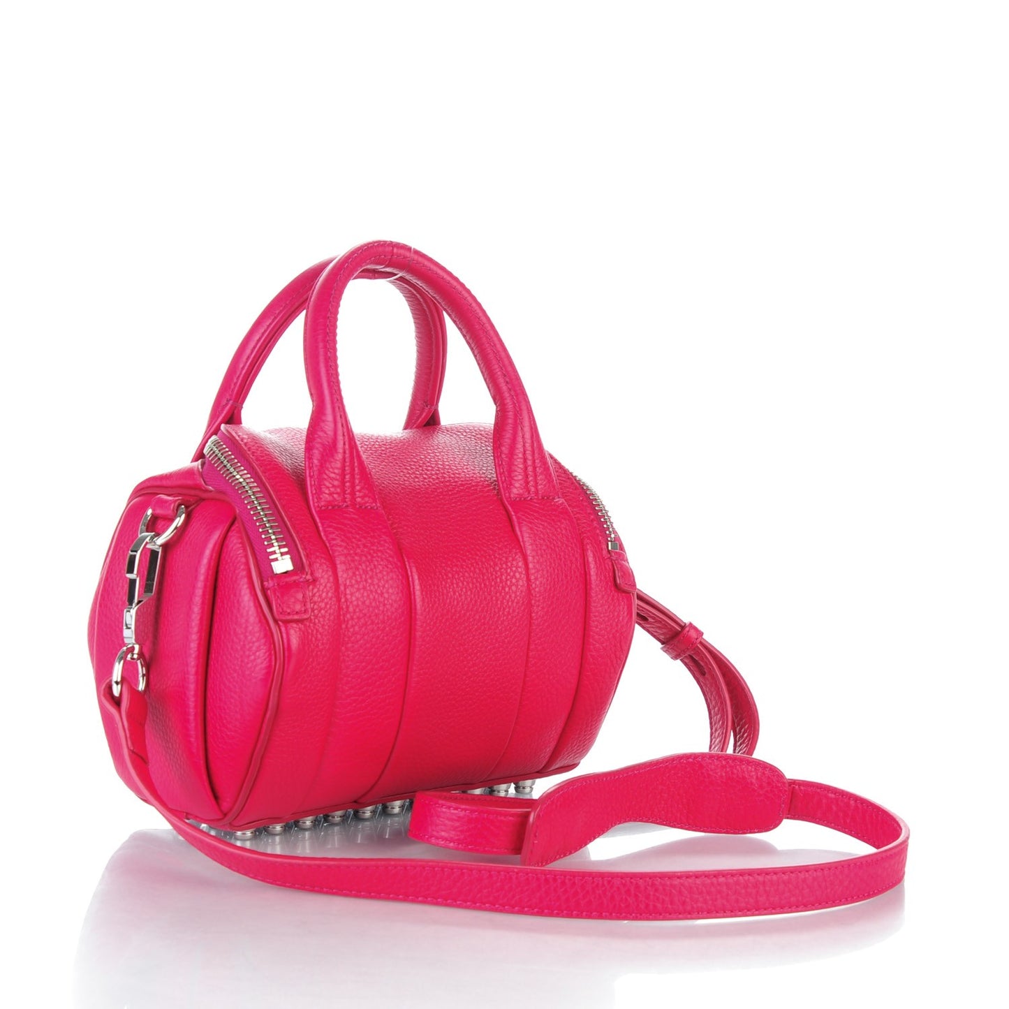 Pebbled Lambskin Mini Rockie Fuchsia Rhodium Hardware