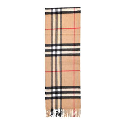 Burberry Cashmere Giant Heritage Check Fringe Scarf Camel 2 of 8