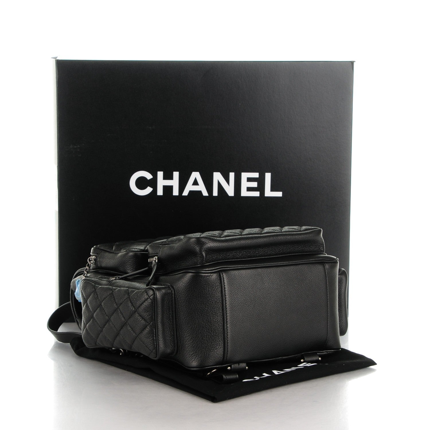 Chanel Grained Calfskin Quilted Large Casual Rock Backpack Black 4 of 7