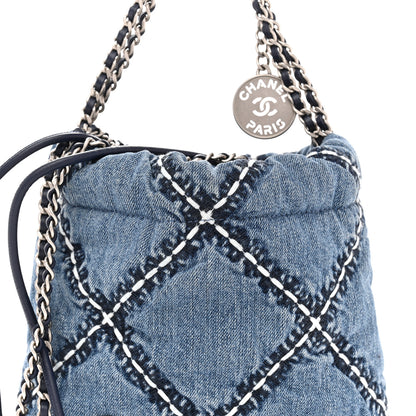 Chanel Denim Stitched Quilted Mini Chanel 22 Blue 8 of 10