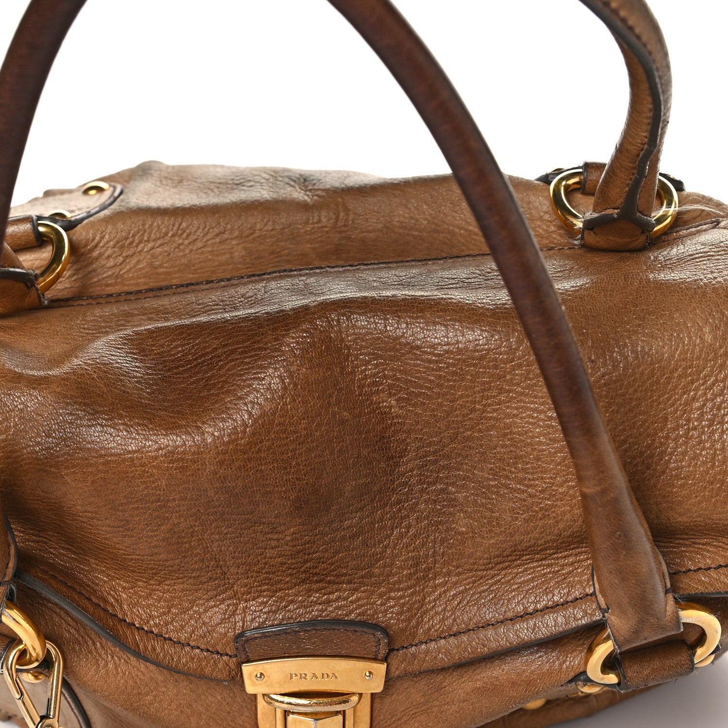 Prada Vitello Daino Pushlock Shoulder Bag Brown 15 of 16
