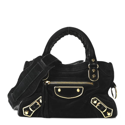 Balenciaga Baby Daim Suede Gold Metallic Edge Hardware Mini City Black 1 of 11