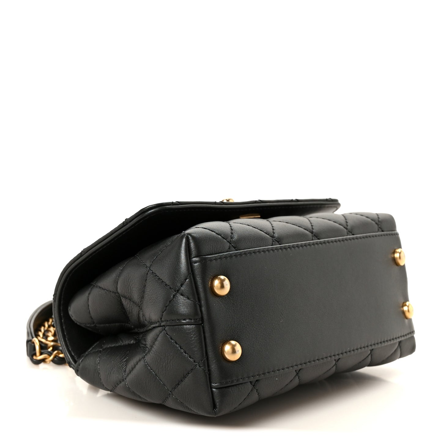 Calfskin Strass Quilted Extra Mini Coco Handle Flap Dark Grey