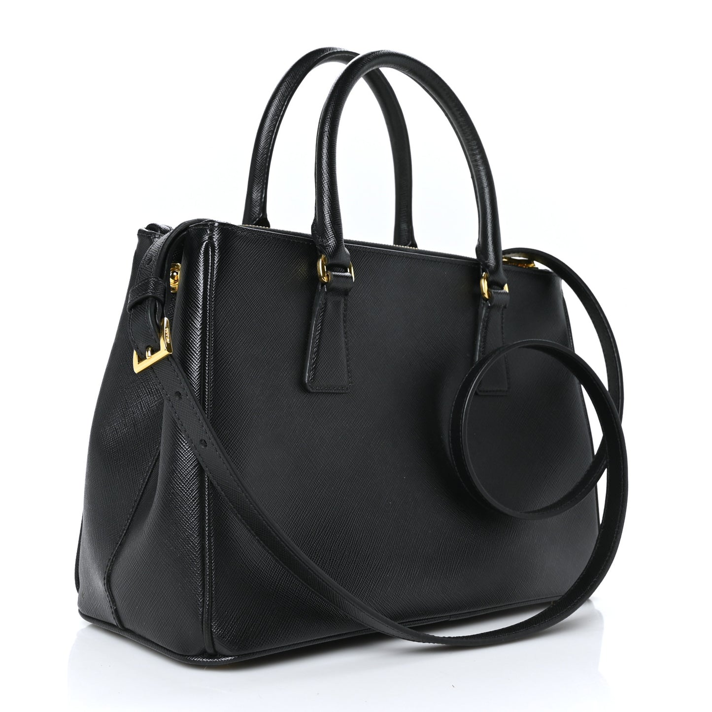 Saffiano Small Galleria Double Zip Tote Black