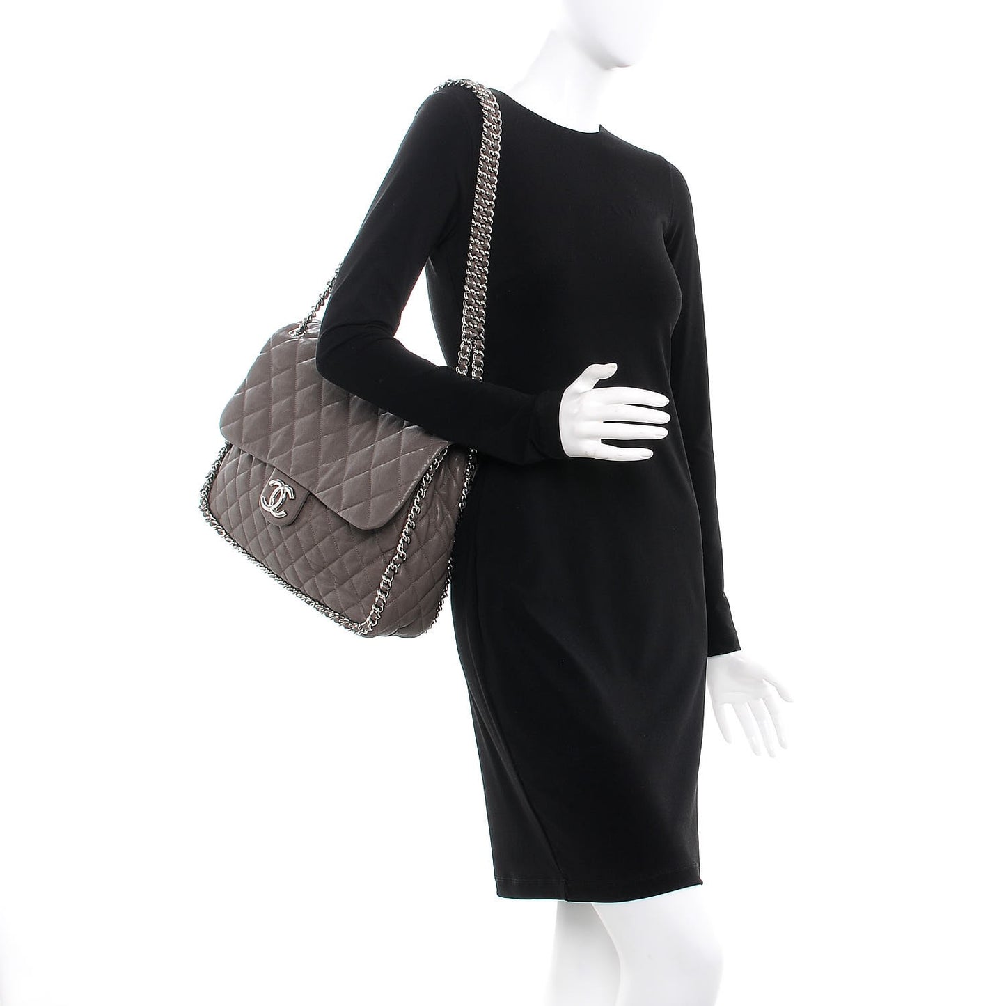 Washed Lambskin Quilted Maxi Chain Around Flap Taupe