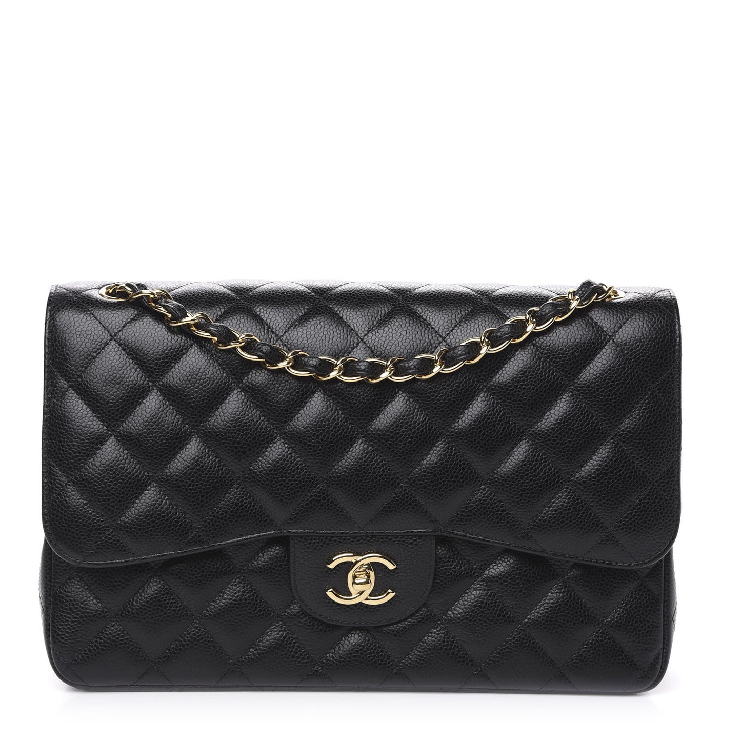 Caviar Quilted Jumbo Double Flap Black