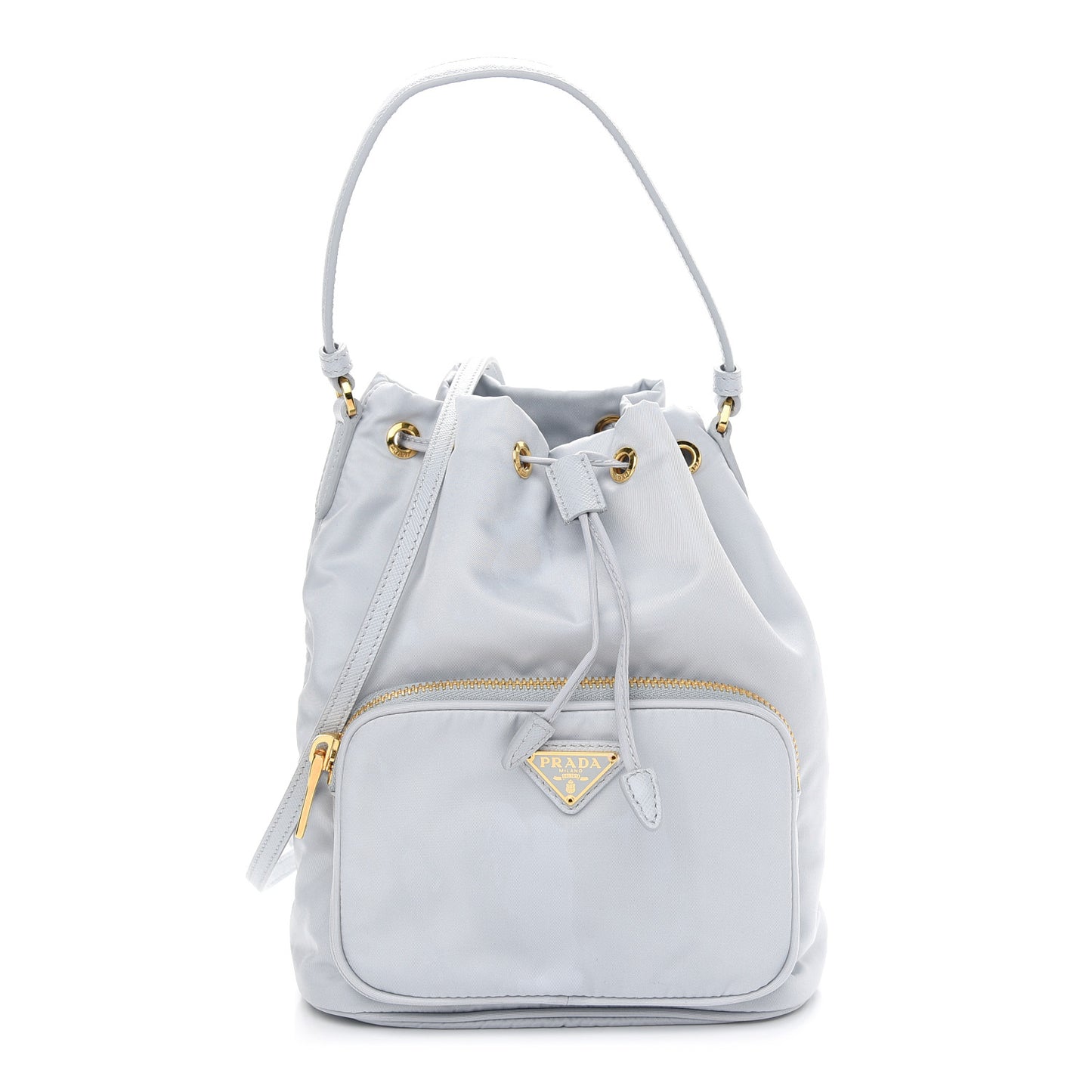 Re-Nylon Saffiano Duet Bucket Crossbody Bag Fiordaliso