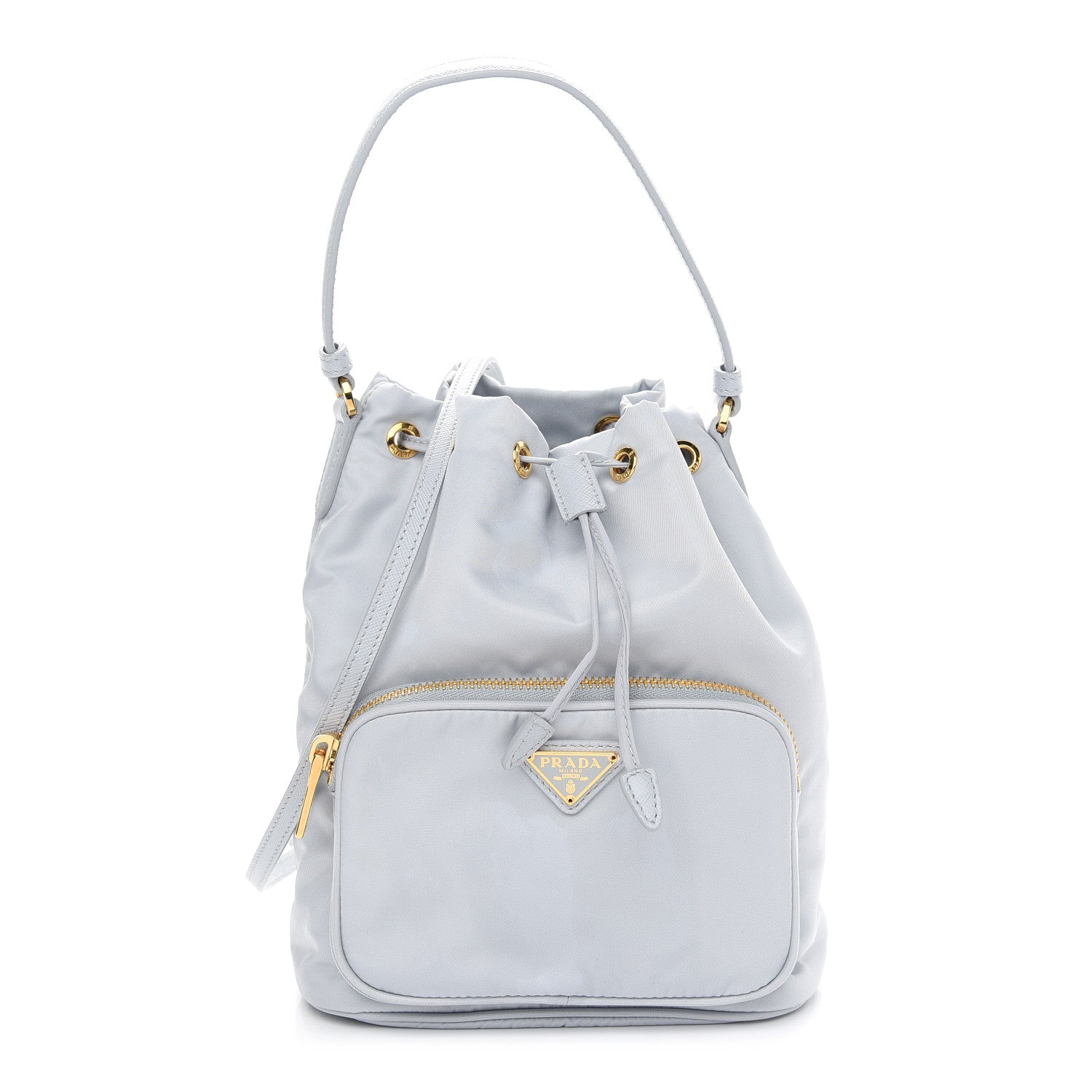 Prada Re-Nylon Saffiano Duet Bucket Crossbody Bag Fiordaliso 1 of 10