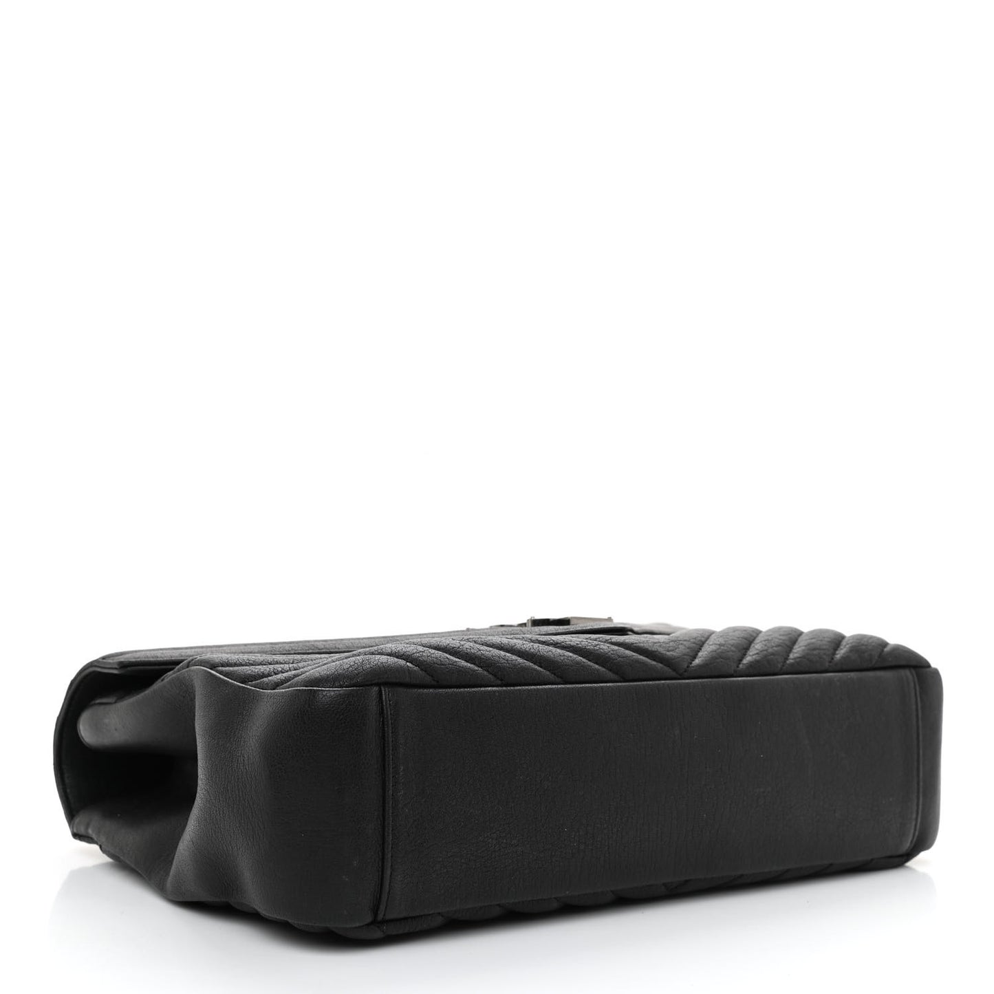 Sheepskin Matelasse Chevron Monogram Large College Satchel Black