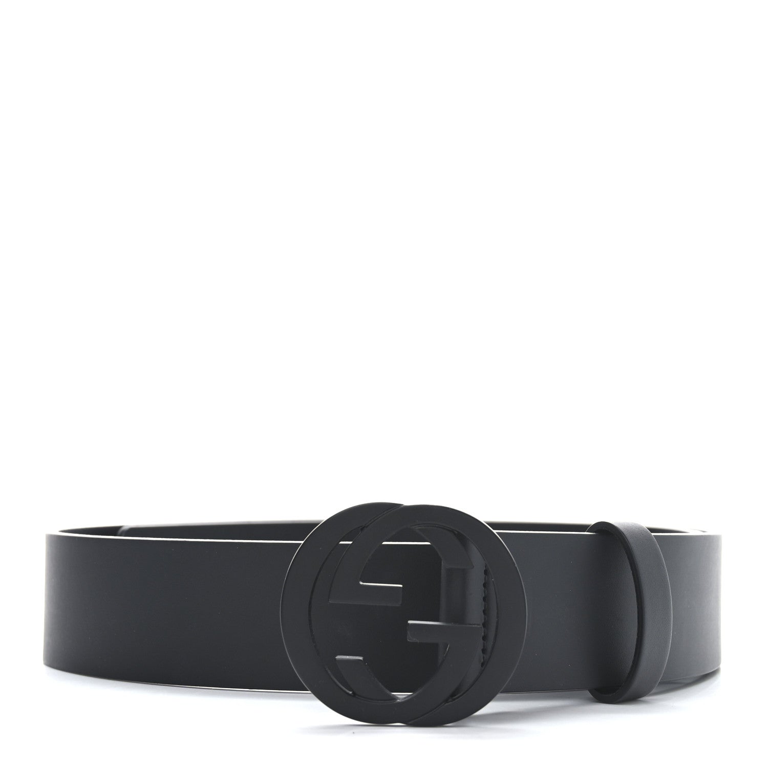 Gucci Selleria Calfskin Monochrome Interlocking G 37mm Belt 80 32 Black 1 of 4