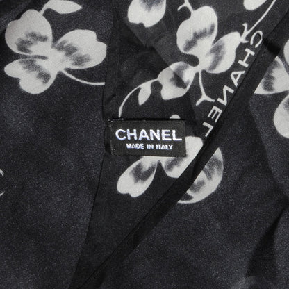 Chanel Silk Muslin CC Clover Stole Black 4 of 5
