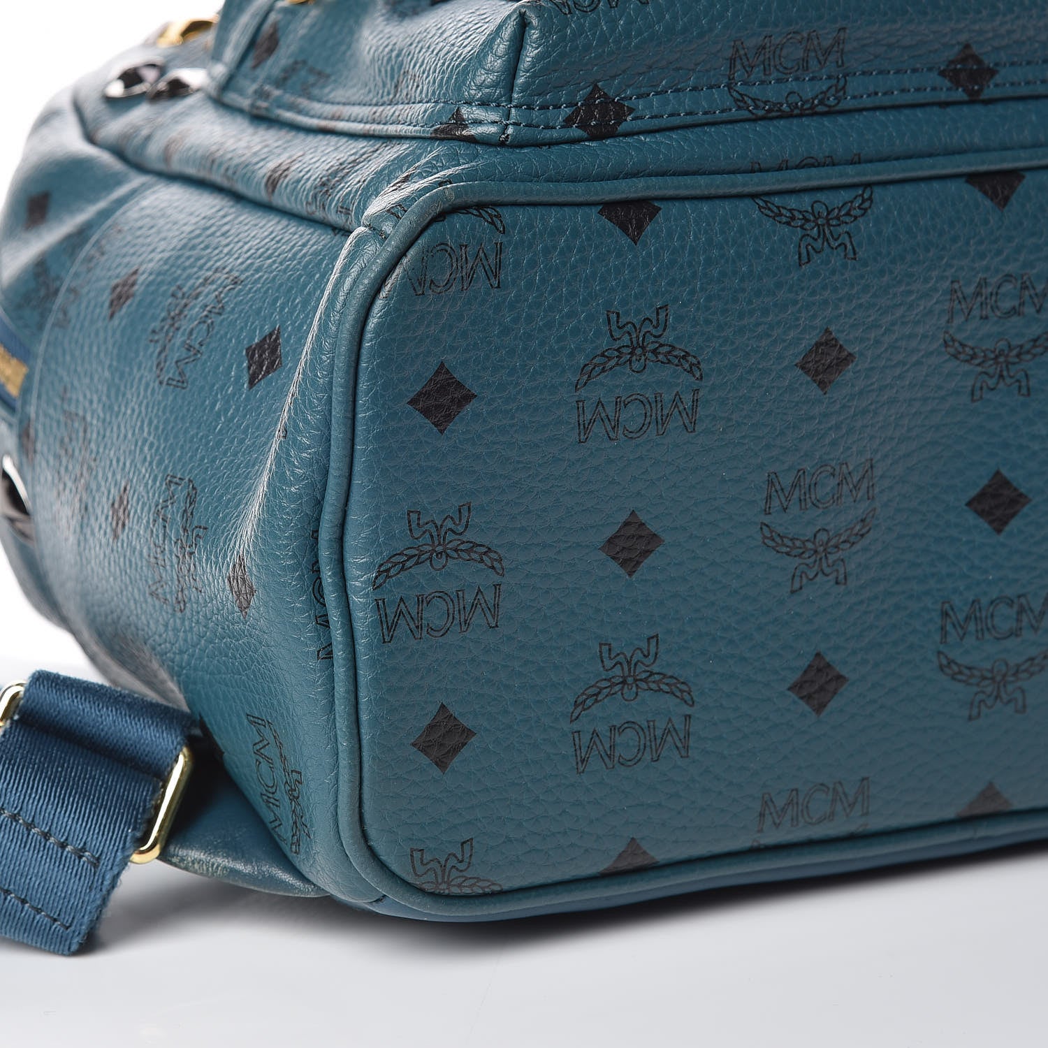 MCM Visetos Studded Small Stark M Backpack Teal 10 of 11