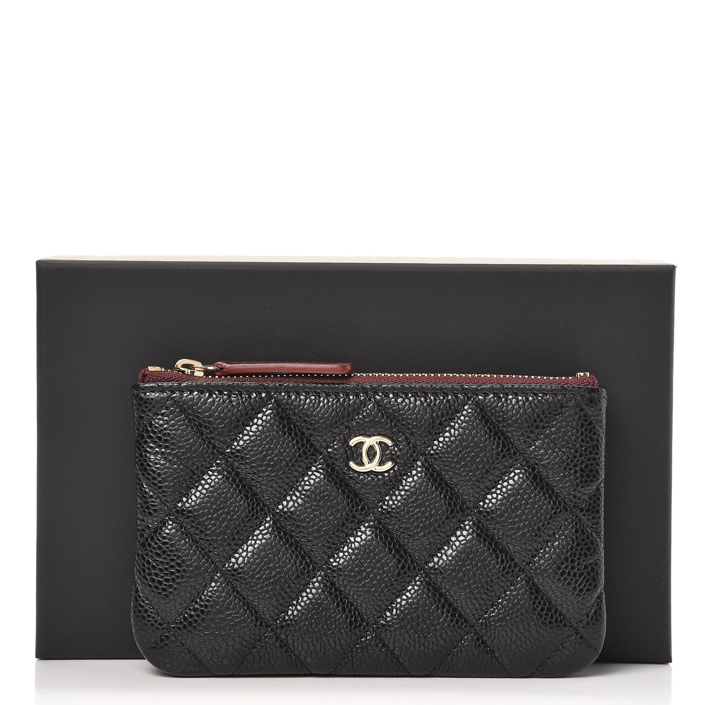 Caviar Quilted Small Cosmetic Case Black