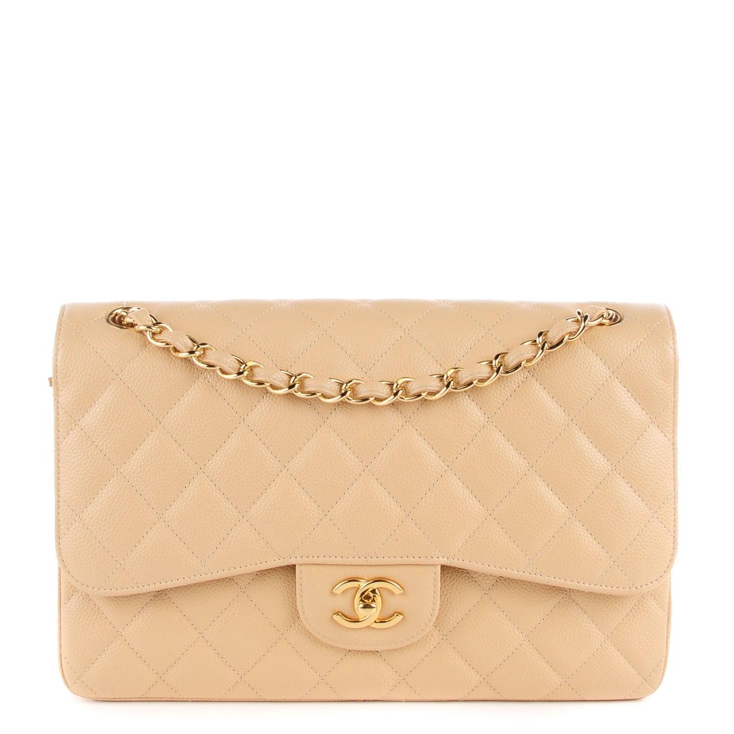 Chanel Caviar Quilted Jumbo Double Flap Beige Clair 1 of 8