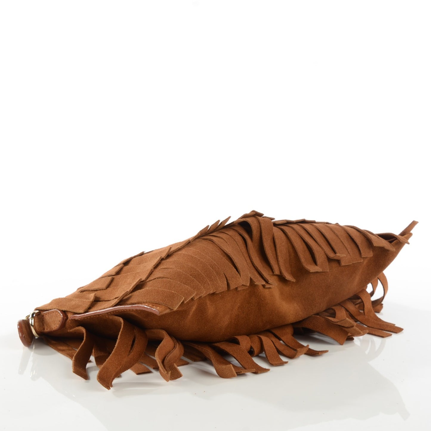 Suede Fringe Peyton Crossbody Clutch Bag Amber