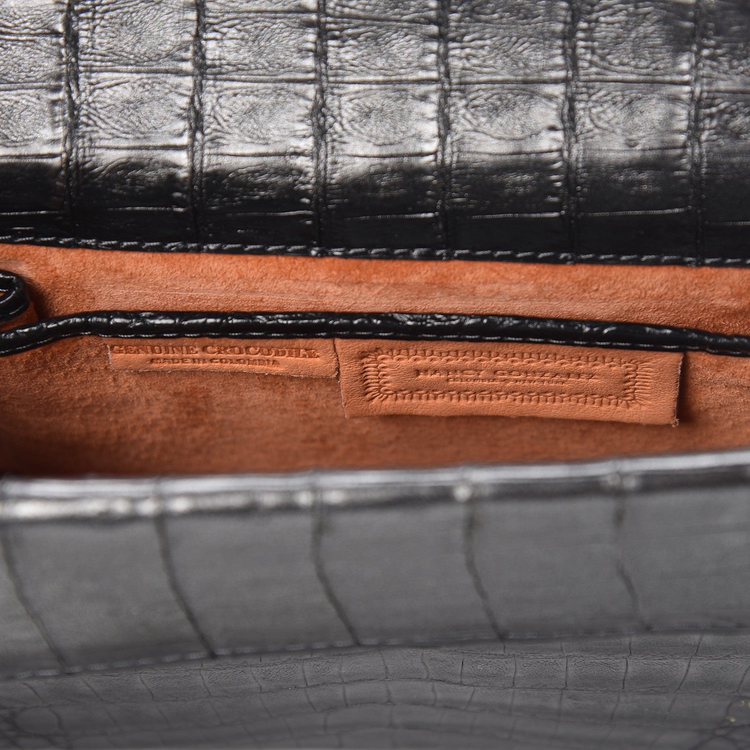 Nancy Gonzalez Metallic Crocodile Foldover Clutch Black Silver 6 of 7