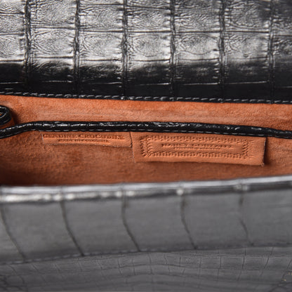 Nancy Gonzalez Metallic Crocodile Foldover Clutch Black Silver 6 of 7