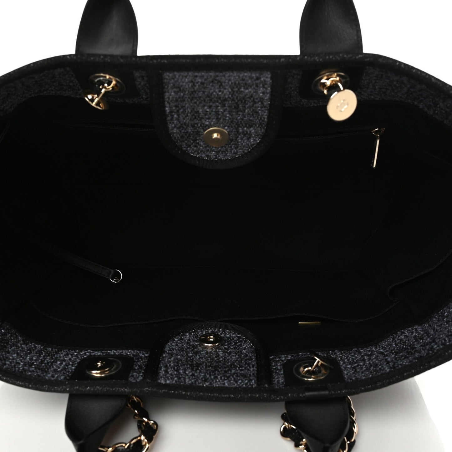 Lurex Boucle Medium Deauville Tote Black