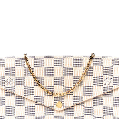 Louis Vuitton Damier Azur Pochette Felicie Chain Wallet Rose Ballerine 10 of 14