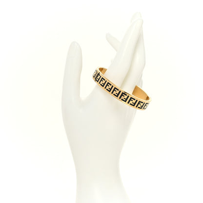 Fendi Brass Enamel FF Bracelet S Gold Black 2 of 4