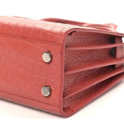 Saint Laurent Calfskin Crocodile Embossed Nano Sac De Jour Rose Fonce 10 of 11