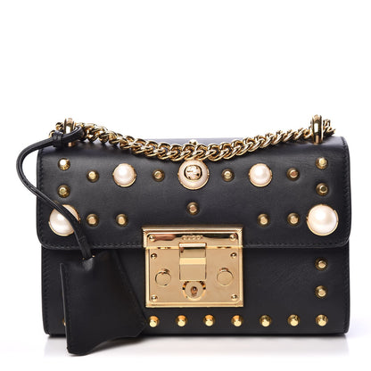 Gucci Calfskin Studded Small Padlock Shoulder Bag Black 1 of 8