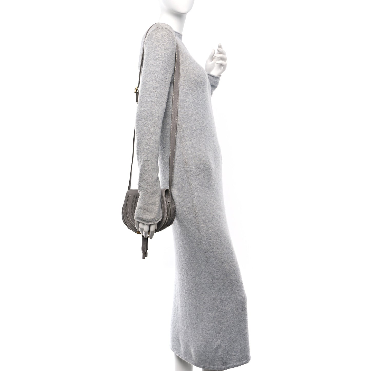 Calfskin Mini Marcie Round Crossbody Bag Cashmere Grey