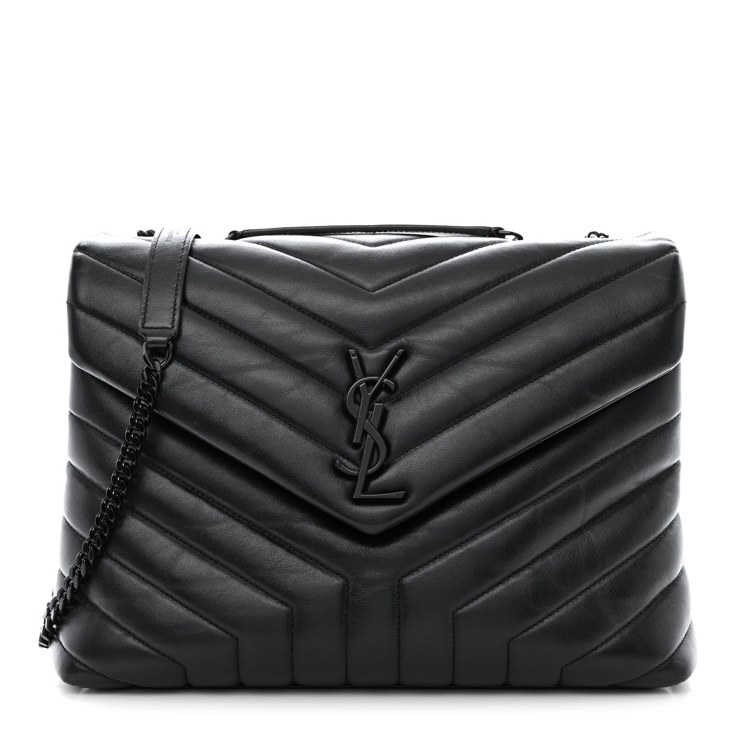 Saint Laurent Calfskin Y Quilted Monogram Monochrome Medium Loulou Chain Satchel Black 1 of 15