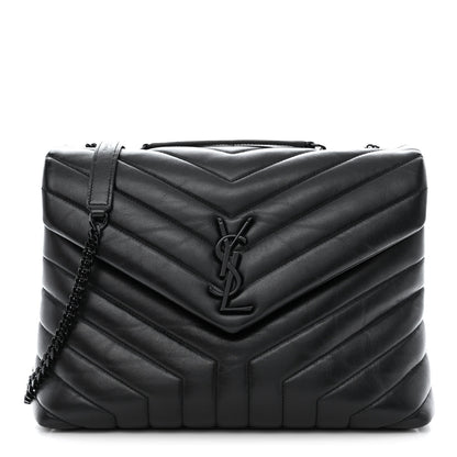Saint Laurent Calfskin Y Quilted Monogram Monochrome Medium Loulou Chain Satchel Black 1 of 15