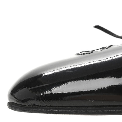 Chanel Lambskin Patent Cap Toe Bow CC Mules 40 Black 9 of 9