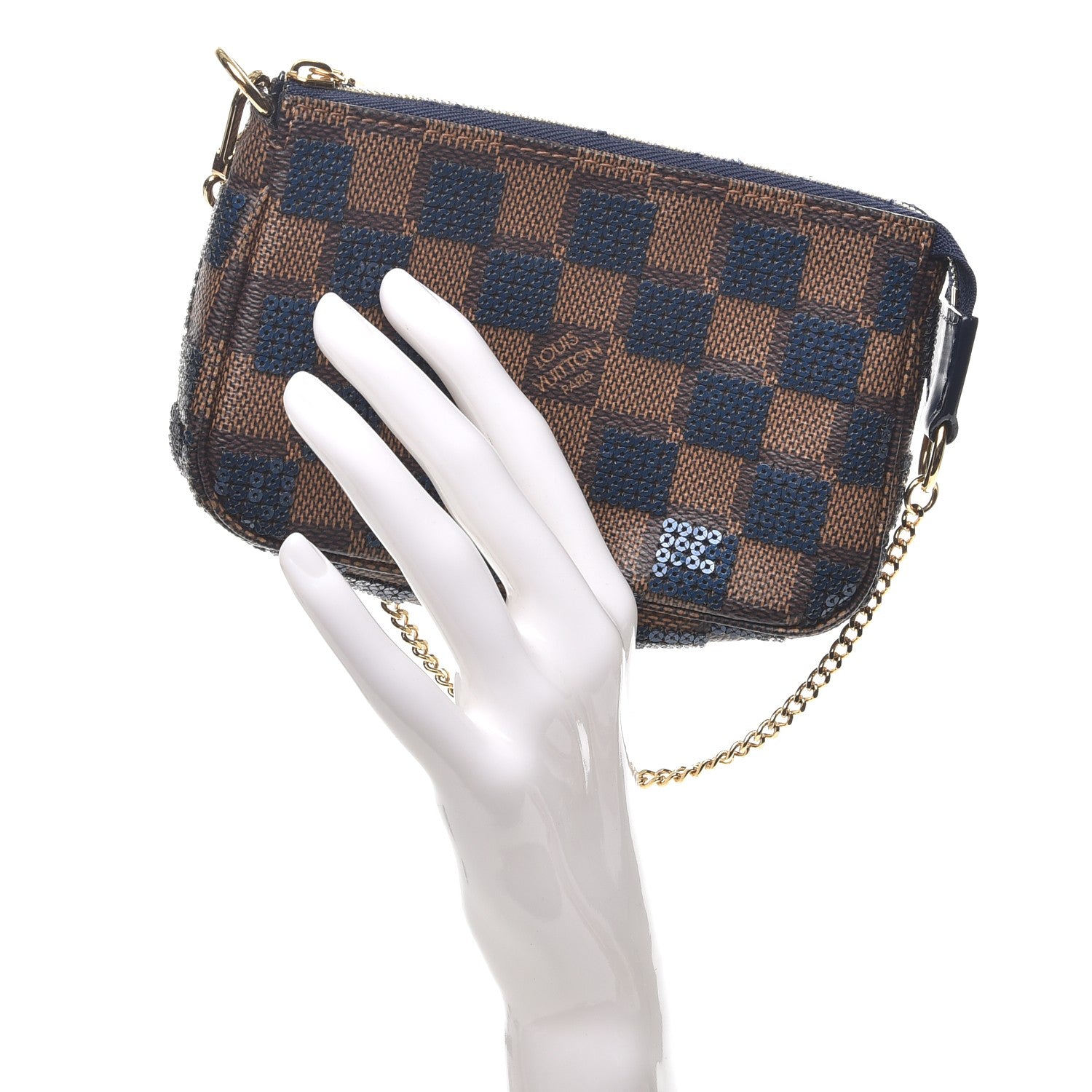 Louis Vuitton Damier Paillettes Mini Pochette Accessories Blue 2 of 11