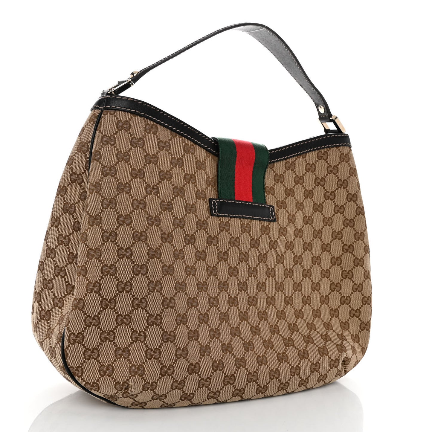Monogram Large New Ladies Web Hobo Dark Brown