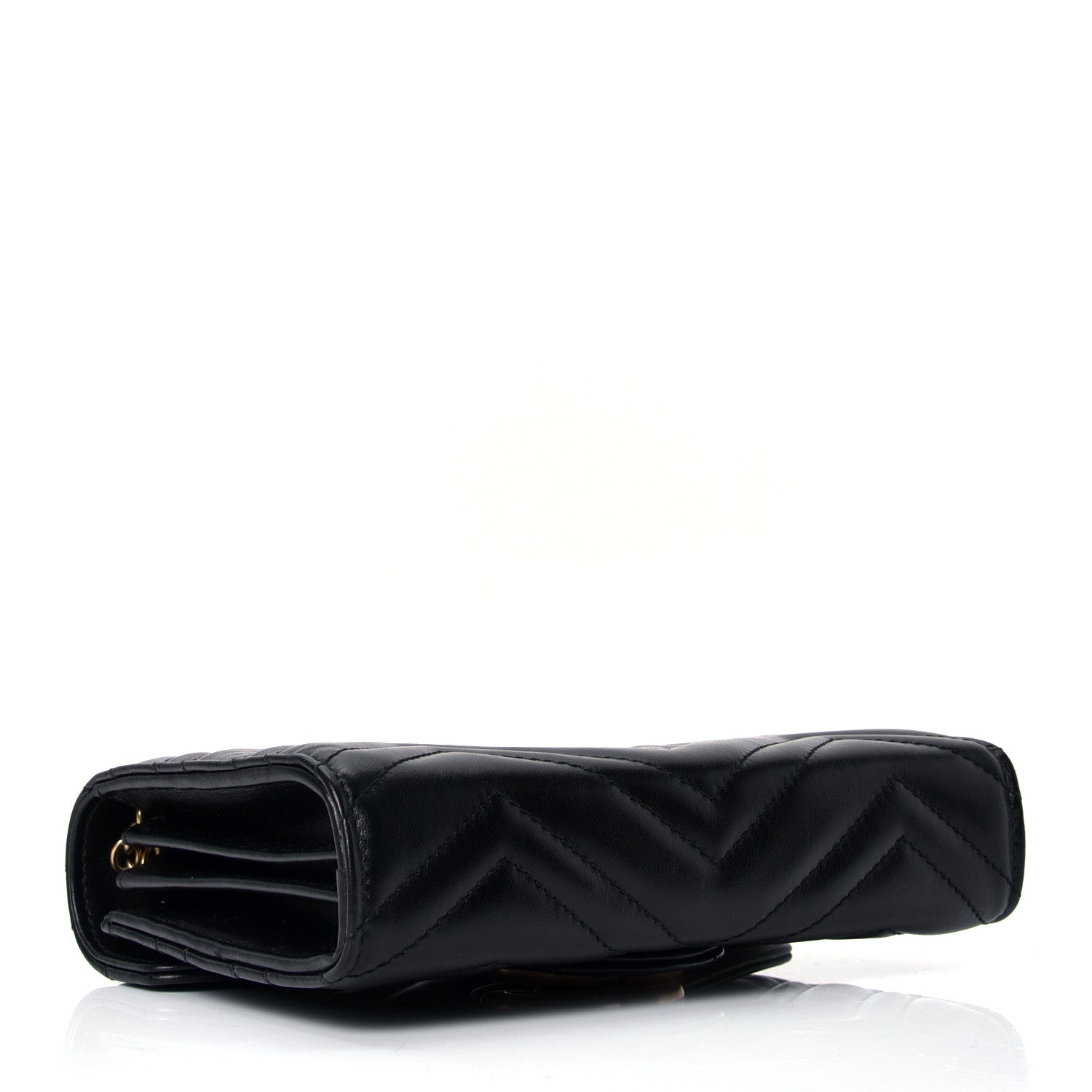 Gucci Calfskin Matelasse GG Marmont Chain Wallet Black 3 of 4