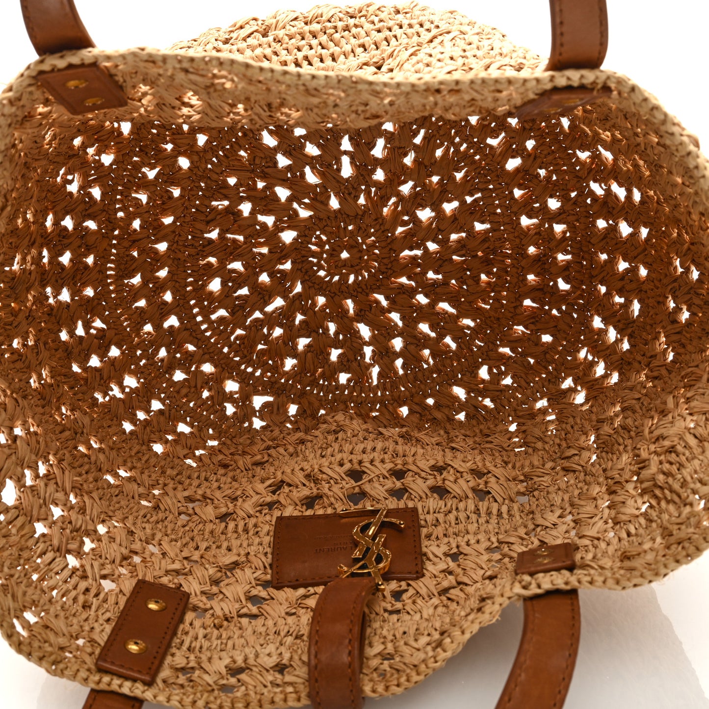 Raffia Calfskin Small Panier Tote Naturel