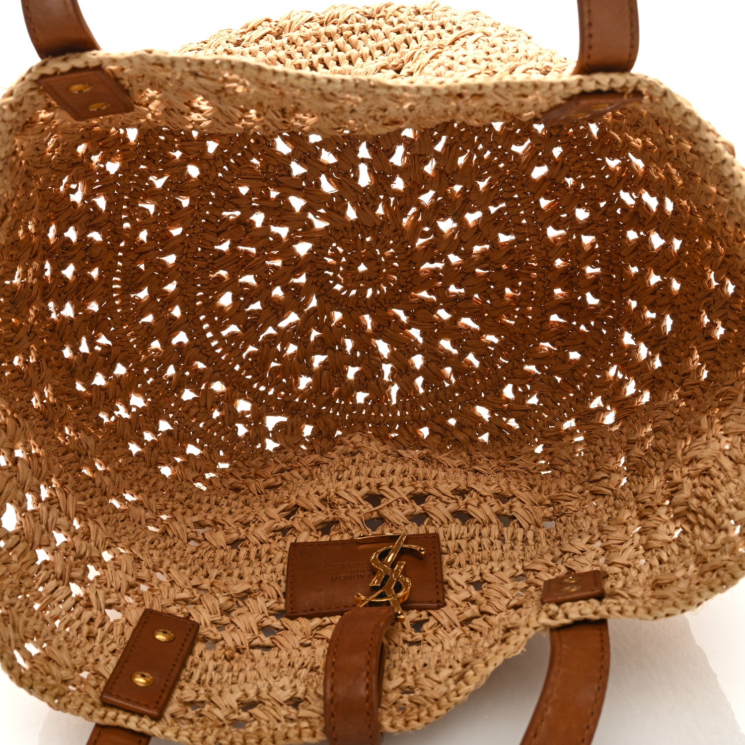 Saint Laurent Raffia Calfskin Small Panier Tote Naturel 5 of 8