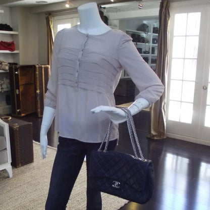 Chanel Washed Lambskin Jumbo Bijoux Chain Flap Navy 2 of 13