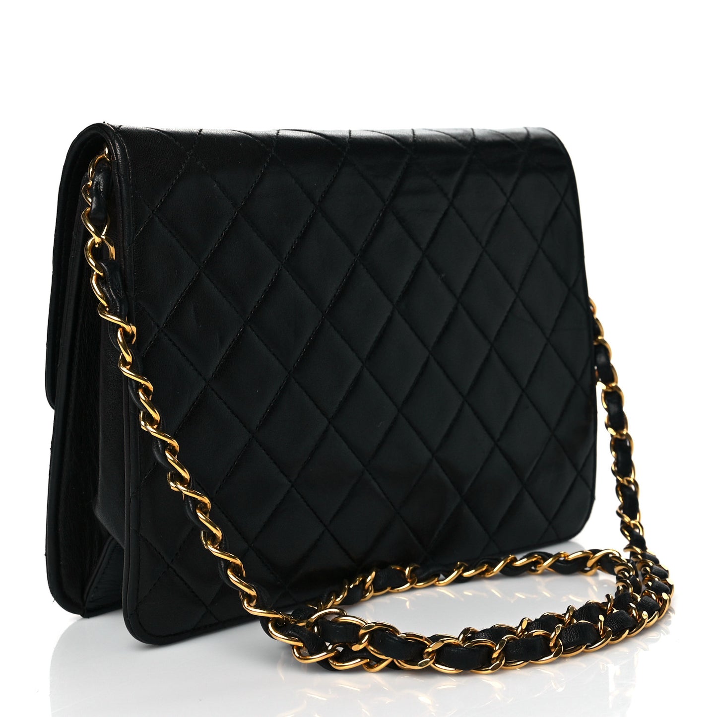 Lambskin Quilted Small Single Flap Black