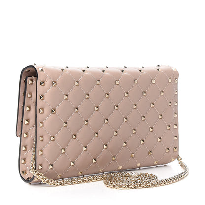 Valentino Garavani Lambskin Rockstud Spike Wallet on Chain Poudre 3 of 8