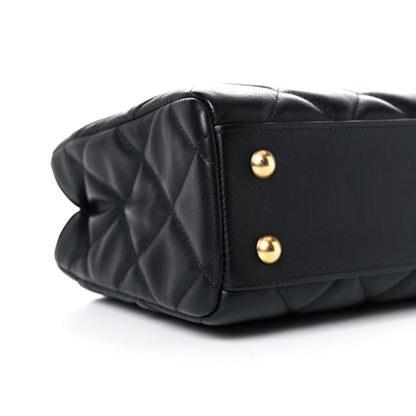 Chanel Calfskin Quilted Lady Handle Clutch Tote Black 8 of 11