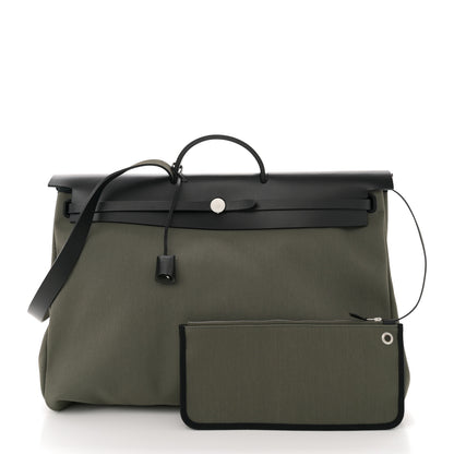 Hermes Toile Militaire Vache Hunter Herbag Cabin Zip Retourne 50 Vert De Gris Black 2 of 11