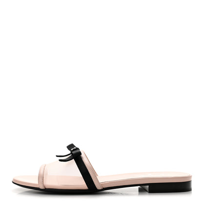 Chanel Mesh Lambskin CC Bow Mules 37.5 Pink 1 of 9