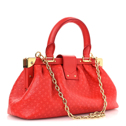 Louis Vuitton Calfskin Nanogram Embossed Clutch Red 3 of 11