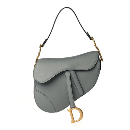 Christian Dior Grained Calfskin Saddle Bag Grey Stone 1 of 10