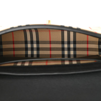 Burberry Grainy Calfskin Vintage Check Note Crossbody Bag Black 5 of 10