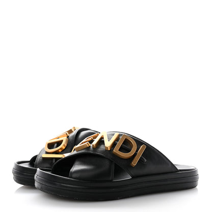 Fendi Vitello Womens Fendigraphy Slide Sandals 37 Black 3 of 12