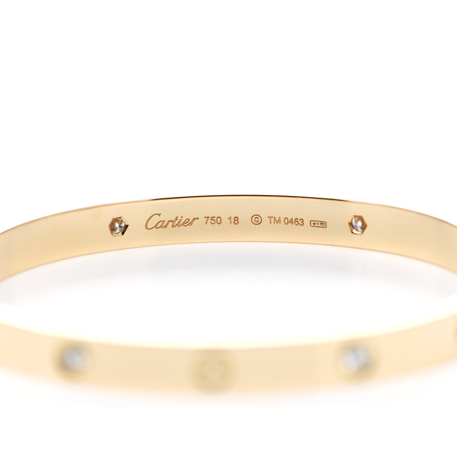 Cartier 18K Yellow Gold 4 Diamond LOVE Bracelet 18 4 of 5